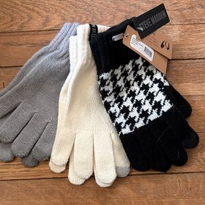 Steve Madden Houndstooth Knit Gloves Trio